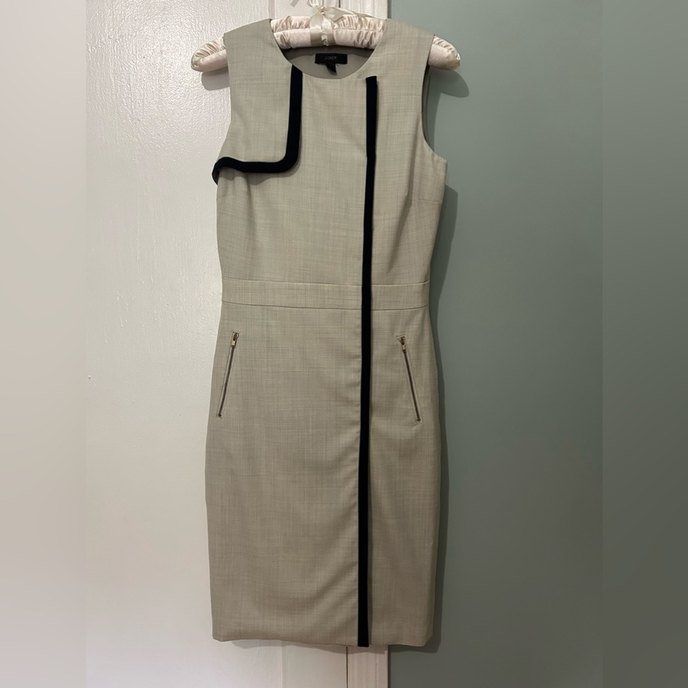 EUC Black and gray J Crew A line sleeveless midi dress Sz 0